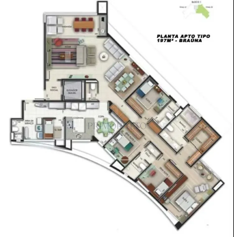 Apartamento tipo · 197 m² · Torre Braúna