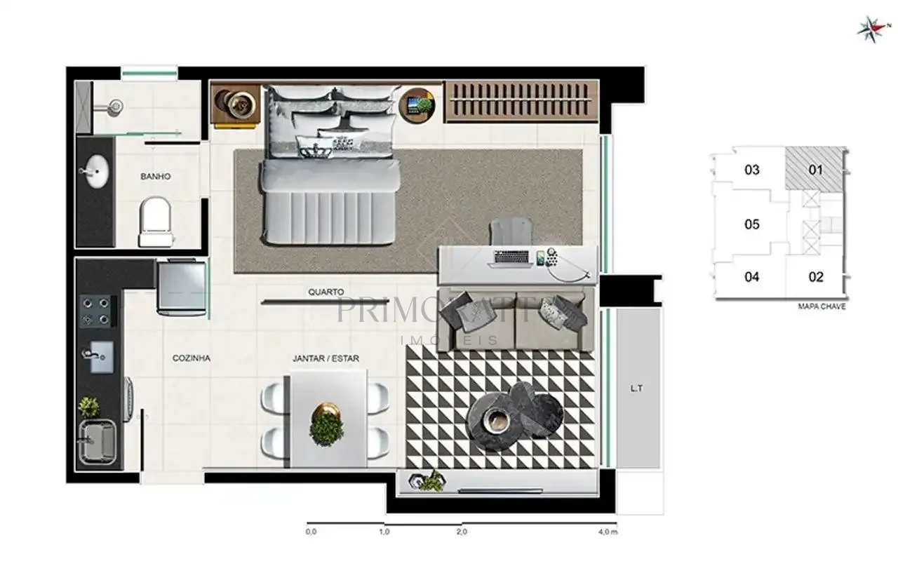 Apartamento 1 Quarto · Opção 01