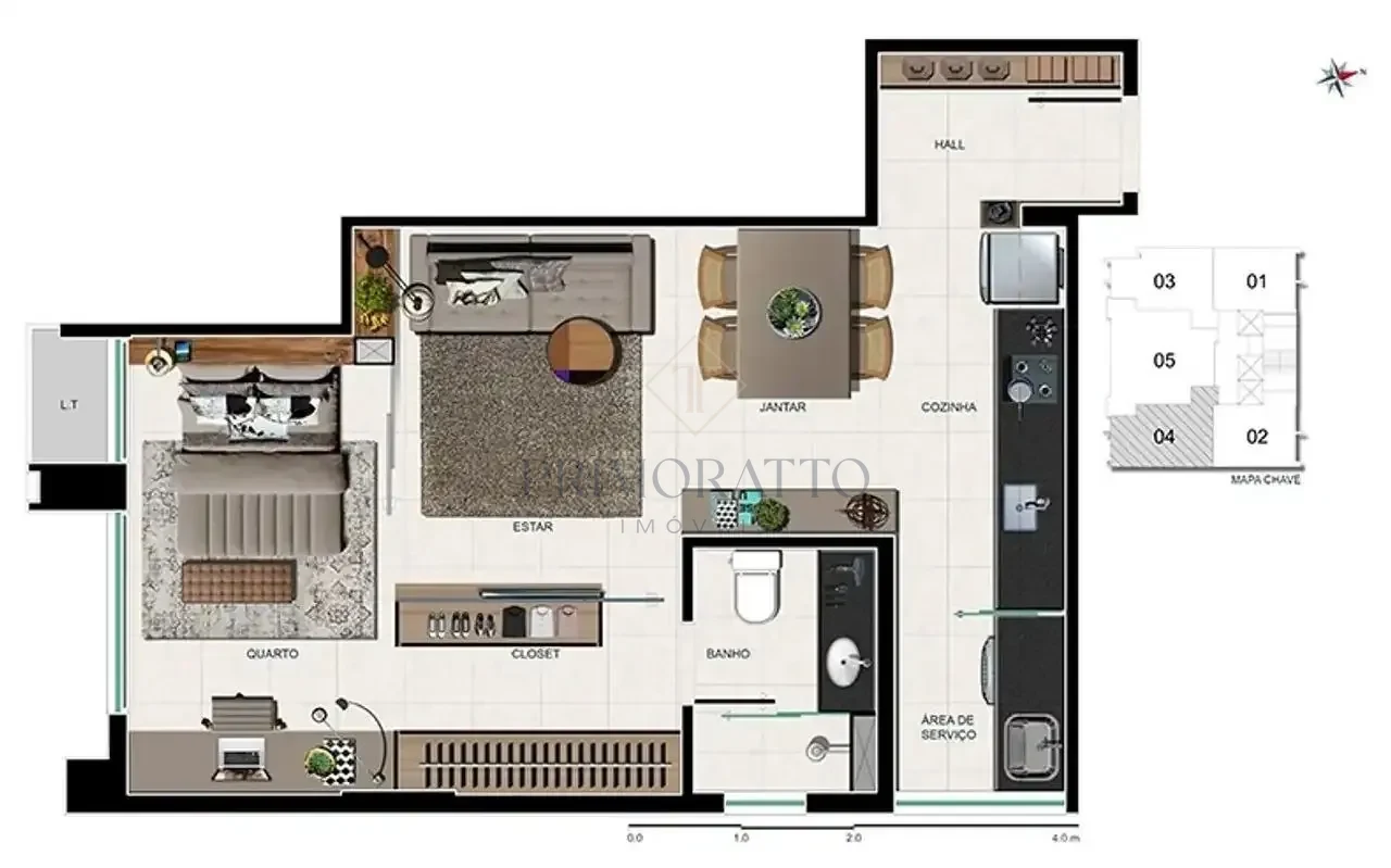 Apartamento 1 Quarto · Opção 04