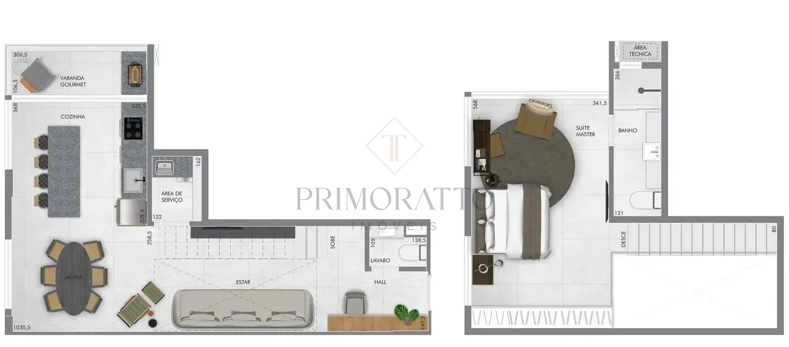 1 Suíte Duplex · Com Varanda