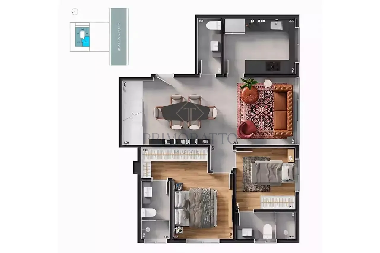 Cobertura 2 Suites 1 Pavimento