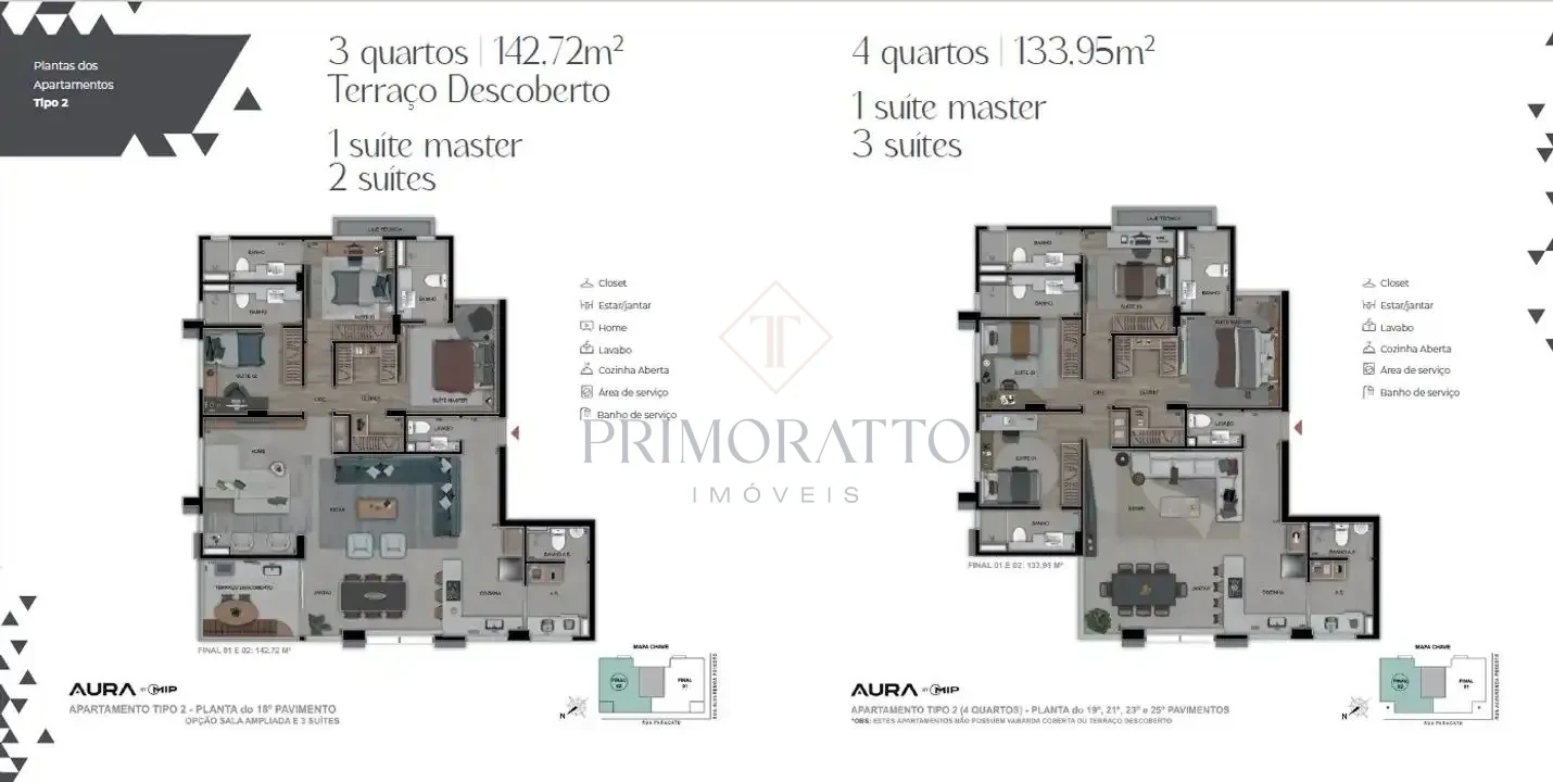 Apartamento Tipo · 19º, 21º, 23º e 25º Pavimentos