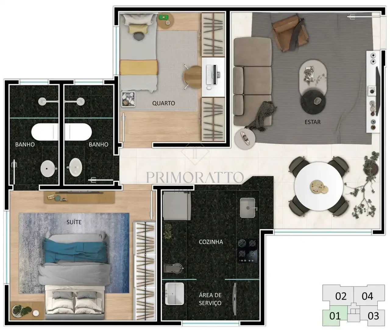 Apartamento Tipo 2 Quartos