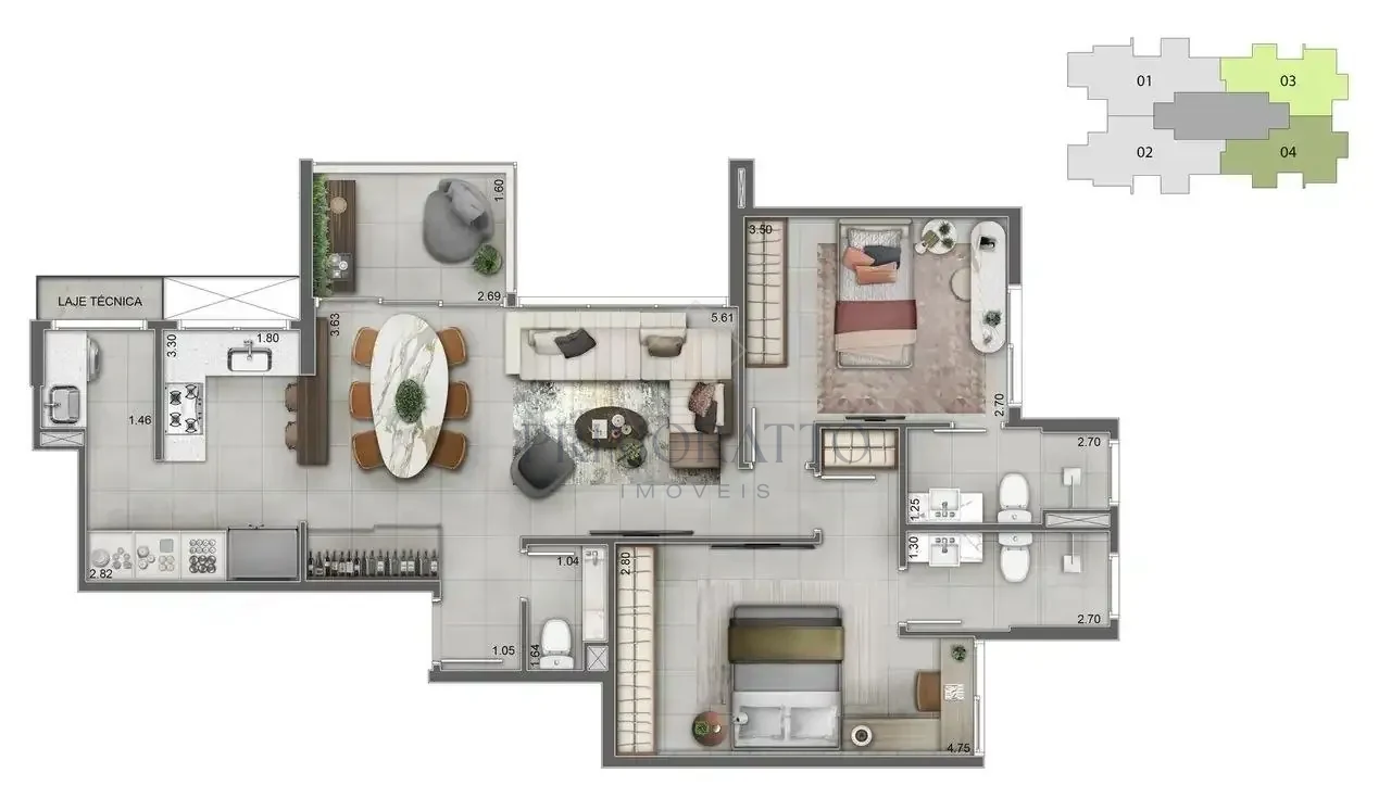 Apartamento Tipo · 2 Quartos