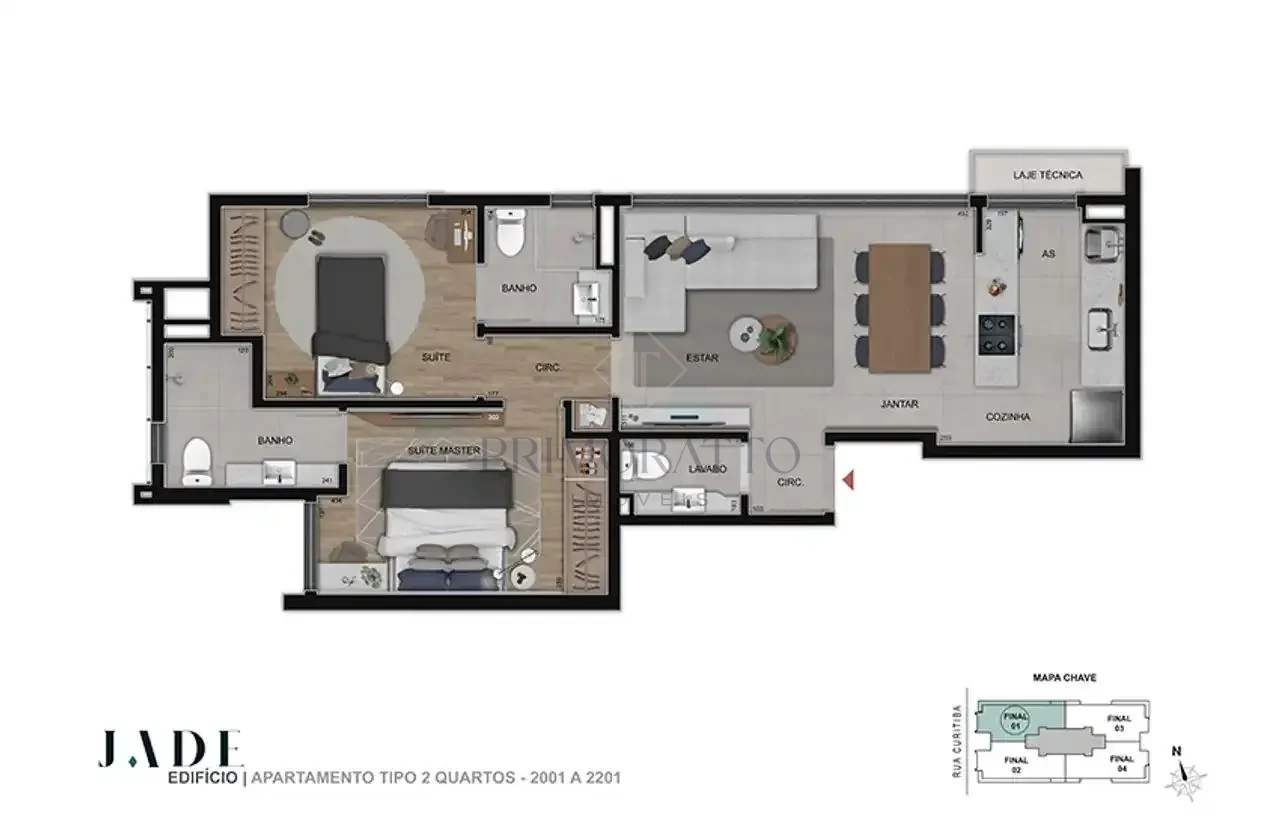 Apartamento Tipo · 20º ao 22º Pavimento