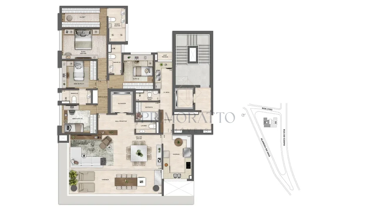 Apartamento tipo final 01 · 199,48 m²