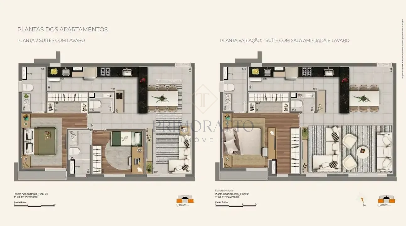 Apartamento Tipo 01 · 4º ao 11º Pavimento