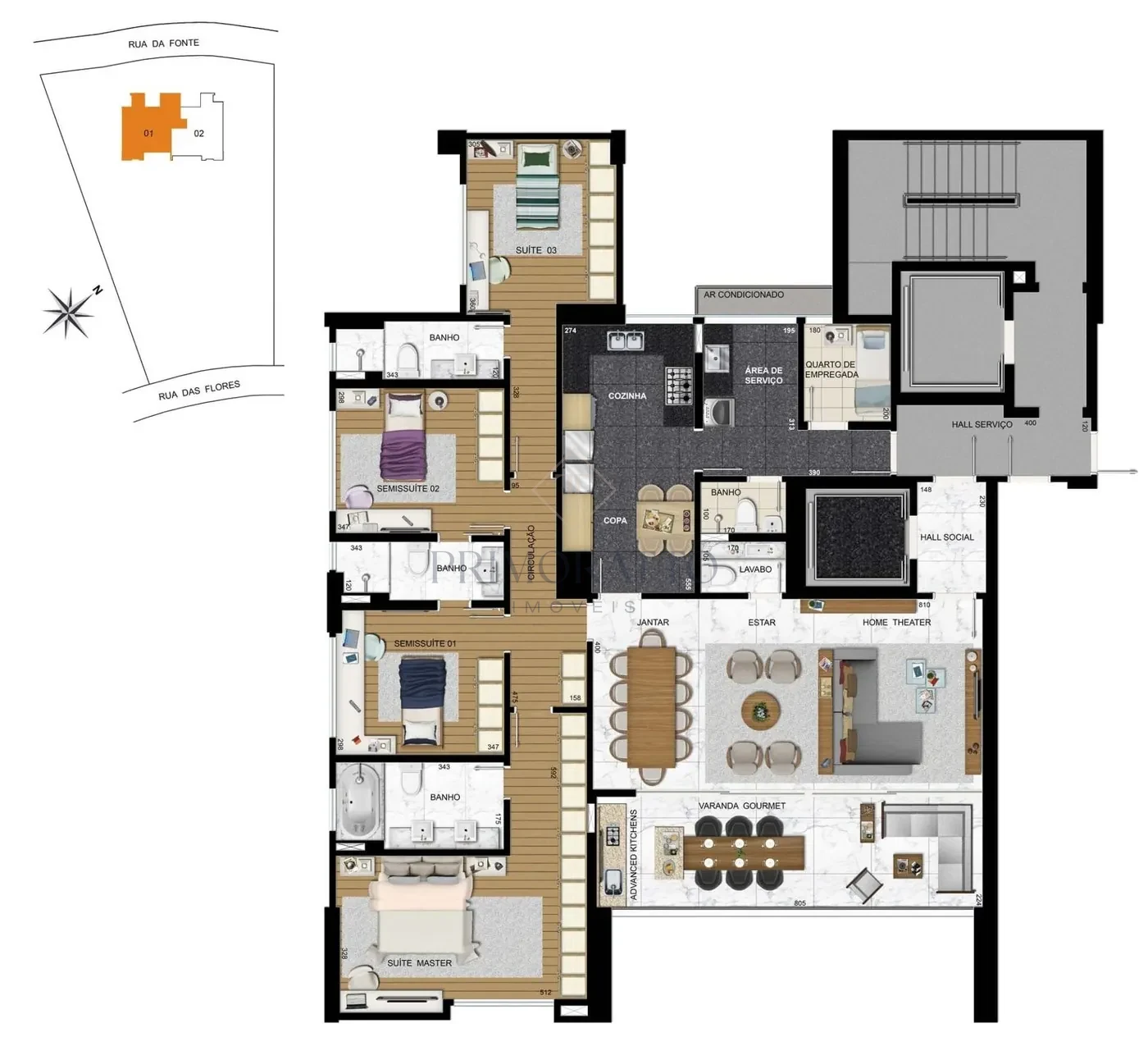 Apartamento Final 01 · 2 suítes e 2 semissuítes · 190 m²