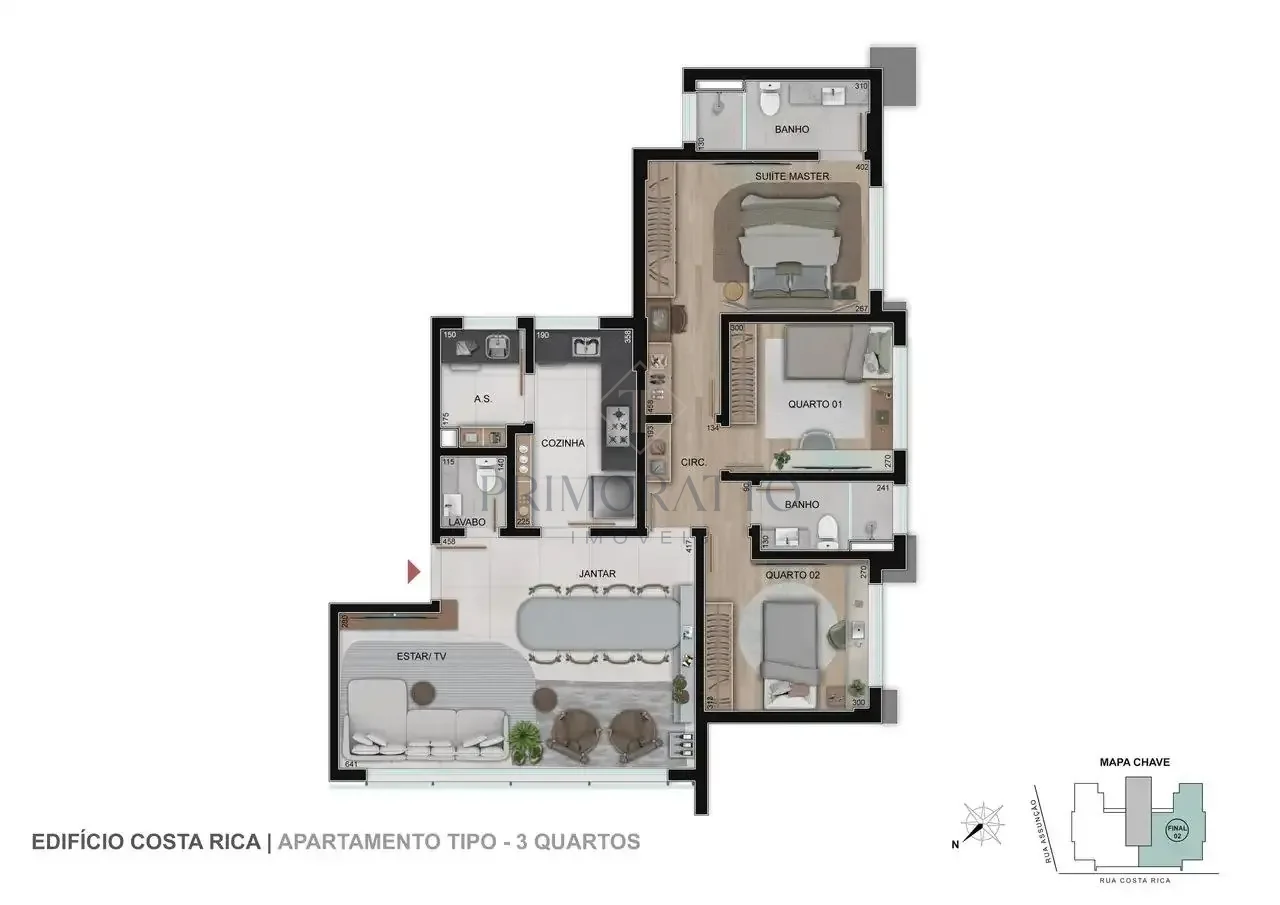 Apartamento Tipo · 3 Quartos