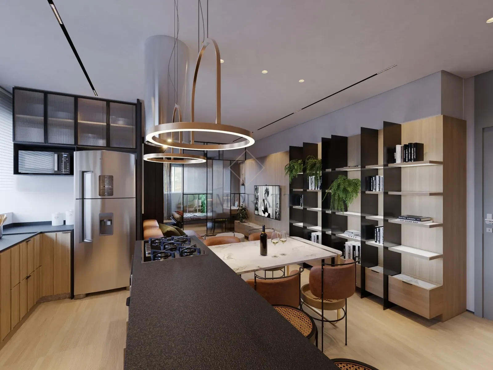 Loft Decorado · Cozinha e Sala